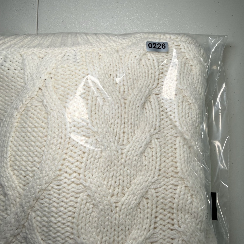 Marc New York Womens Ivory Cable Knit Mock Neck Sweater Rhinestone Shoulder M - Picture 9 of 9